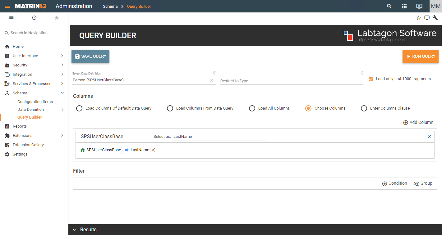Query Builder Spaltenauswahl